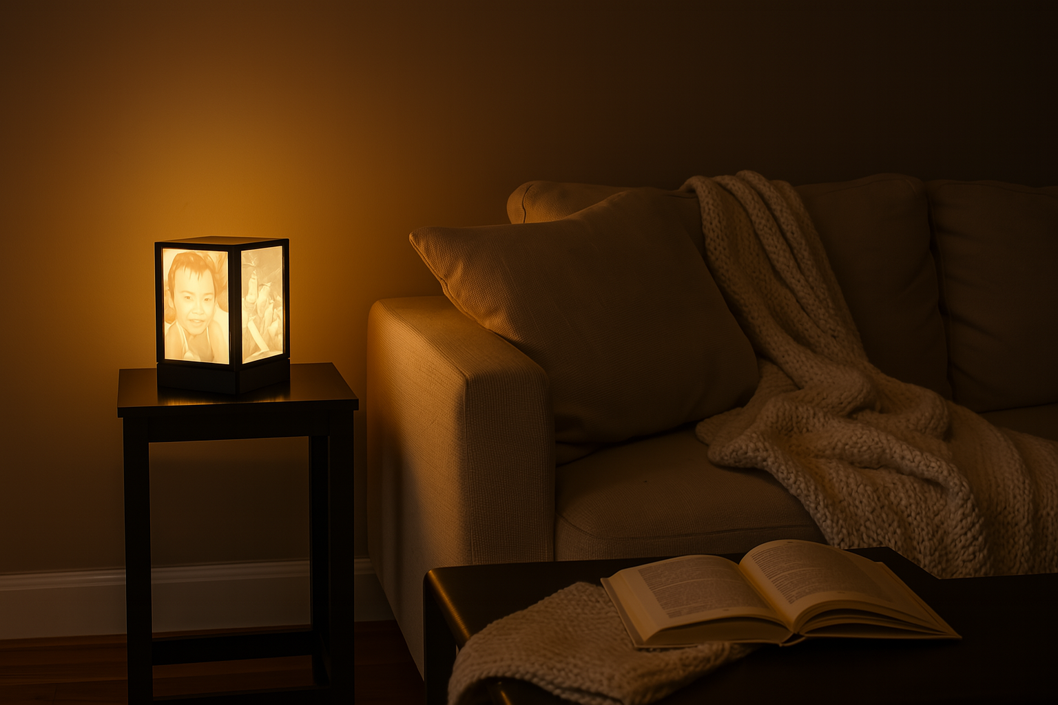 Cozy lithophane lamp creating warm atmosphere